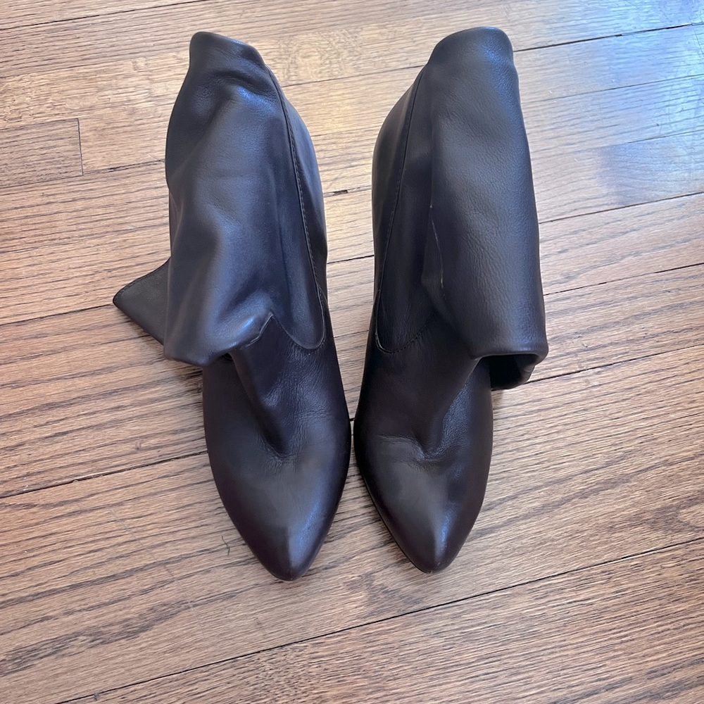 Brown leather boots